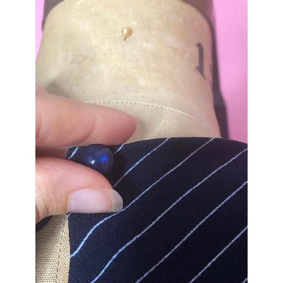 1990s-Y2K RAMPAGE STRIPED Navy and White KEYHOLE Back. Tank. Mini Dress. M-L - Picture 7 of 10